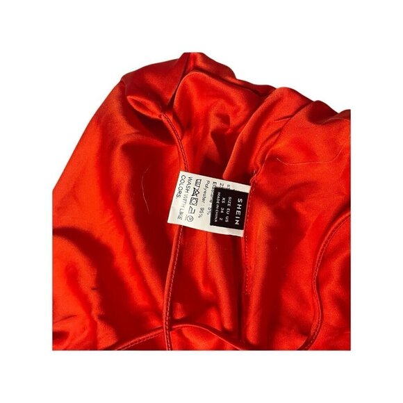 Shein Red Satin Open Back Tie  Tube Top XS Y2K Holiday Cropped - Picture 4 of 4